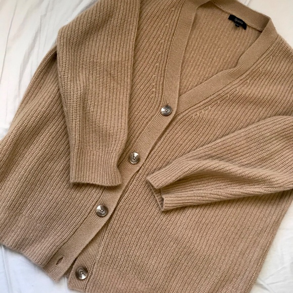 Quince Cashmere Oversized Boyfriend Cardigan Sweater XS Camel Excellent - Picture 2 of 5